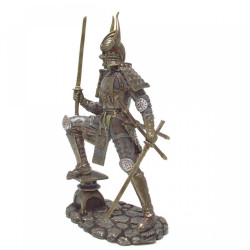 Samurai cu katana - Statueta rasina si bronz