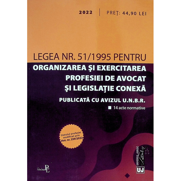 Ripe Settlers shovel Legea nr. 51/1995 pentru organizarea si exercitarea profesiei de avocat si  legislatie conexa